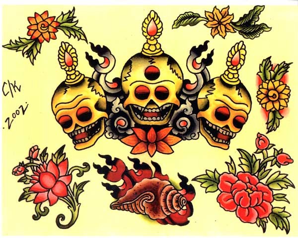 Vajra design Vedic traditional tattoo flash Buddha Buddhism 