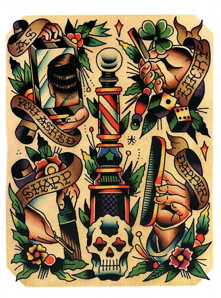 Edward Scissorhands Junior Barber Tattoo Flash Art Print  Parlor Tattoo  Prints