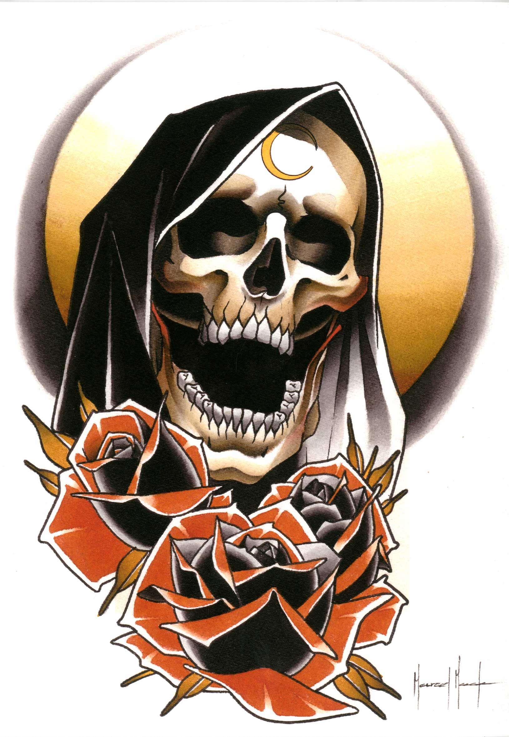 Blackwork Grim Reaper Tattoo  TATTOOGOTO